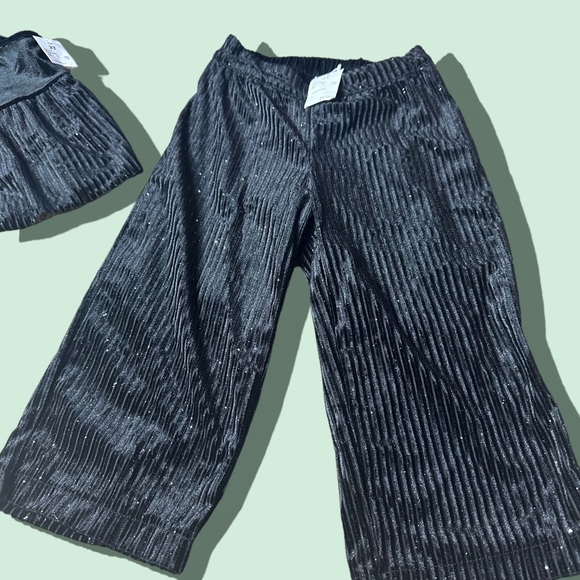 NWT Genuine Kids By OshKosh Black Velvet Glitter Tank Top Pants Set Sz 2T - Picture 6 of 11